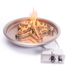 HPC Round 13" Fire Pit Burner Kit with Bowl Pan & Push Button Flame Sense Ignition & Standard Burner - FPPK13