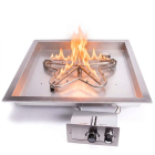 HPC Square 24" Push Button Fire Pit Burner Kit with Bowl Pan & Spark Ignition & Torpedo Burner - TOR-FPPK24-SQBL