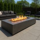 HPC TEJAS 48" Steel Gas Fire Pit with CSA Certified Match Light Ignition in Gray with Torpedo Burner - TOR-TEJ48X24-MLFPK-G
