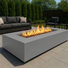 HPC TEJAS 48" Steel Gas Fire Pit with Electronic On/Off Ignition & in Pewter with Torpedo Burner - TOR-TEJ48X24EI-P