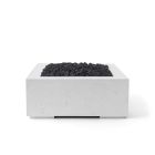 HPC Alea 32" Square Concrete Gas Fire Pit with Electronic On/Off Ignition in Ash with Black Lava Rock & Torpedo Burner - TOR-ALEA32-ABL-EI