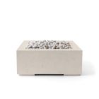 HPC Alea 32" Square Concrete Gas Fire Pit with Electronic On/Off Ignition in Clay with Ivory Beach Stone & Torpedo Burner - TOR-ALEA32-CLIB-EI