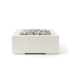 HPC Alea 32" Square Concrete Gas Fire Pit with Electronic On/Off Ignition in Limestone with Ivory Beach Stone & Torpedo Burner - TOR-ALEA32-LIB-EI