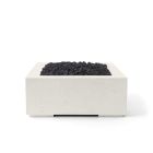 HPC Alea 32" Square Concrete Gas Fire Pit with Electronic On/Off Ignition in Limestone with Black Lava Rock & Torpedo Burner - TOR-ALEA32-LBL-EI