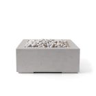 HPC Alea 40" Square Concrete Gas Fire Pit with Electronic On/Off Ignition in Sandstone with Ivory Beach Stone & Torpedo Burner - TOR-ALEA40-SIB-EI