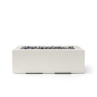 HPC Avera 48" Linear Concrete Gas Fire Pit with Electronic On/Off Ignition in Limestone with Slate Beach Stone & Torpedo Burner - TOR-AVER48-LSB-EI