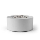 HPC Belmont 36" Round Concrete Gas Fire Pit with CSA Certified Match Light Ignition In Ash with Ivory Beach Stone & Torpedo Burner - TOR-BELM-AIB-MLFPK
