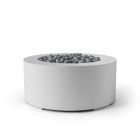 HPC Belmont 36" Round Concrete Gas Fire Pit with CSA Certified Match Light Ignition In Ash with Slate Beach Stone & Torpedo Burner - TOR-BELM-ASB-MLFPK