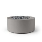 HPC Belmont 36" Round Concrete Gas Fire Pit with CSA Certified Match Light Ignition in Sandstone with Slate Beach Stone & Torpedo Burner - TOR-BELM-SBL-MLFPK