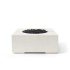 HPC Bravo 32" Square Concrete Gas Fire Pit with Electronic On/Off Ignition in Limestone with Black Lava Rock & Torpedo Burner - TOR-BRAV-LBL-EI