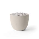 HPC Element 20.5" Round Concrete Gas Fire Pit with Electronic On/Off Ignition in Clay with Ivory Beach Stone & Torpedo Burner - TOR-ELEM-CLIB-EI