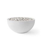 HPC Serenade 32" Round Concrete Gas Fire Pit with Electronic On/Off Ignition in Ash with Ivory Beach Stone & Torpedo Burner - TOR-SERE32-AIB-EI