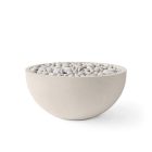 HPC Serenade 32" Round Concrete Gas Fire Pit with CSA Certified Match Light Ignition In Clay with Ivory Beach Stone & Torpedo Burner - TOR-SERE32-CLIB-MLFPK