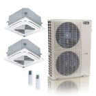55,000 BTU ACiQ Standard 22 SEER2 2 Zone Ceiling Cassette Mini Split Heat Pump System - R454B | 230V - 24 + 24
