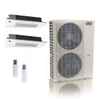 48,000 BTU ACiQ Standard 24 SEER2 2 Zone Slim Ceiling Cassette Mini Split Heat Pump System - R454B | 230V - 18 + 18