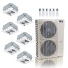 55,000 BTU ACiQ Standard 22 SEER2 6 Zone Ceiling Cassette Mini Split Heat Pump System - R454B | 230V - 9 + 9 + 9 + 9 + 12 + 18 - ES-55Z-M6C / ACiQ-09CC-4 / ACiQ-12CC / ACiQ-18CC