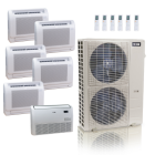 48,000 BTU ACiQ Standard 24 SEER2 6 Zone Floor Mount Mini Split Heat Pump System - R454B | 230V - 9 + 9 + 9 + 9 + 9 + 18 - ES-48Z-M6C / ACiQ-09FM-HH-MD-5 / ACiQ-18FM-HH-MD
