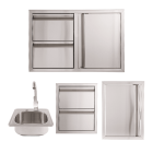 Buck Grill 16" Access Door / Double Access Drawer / Drop In Sink 304 Stainless Steel Outdoor Kitchen Cabinetry Package - BO-PKG-38-57