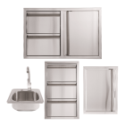 Buck Grill 32" Double Drawer Combo / Access Door / Triple Access Drawer 304 Stainless Steel Outdoor Kitchen Cabinetry Package - BO-PKG-38-59