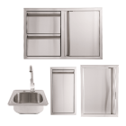 Buck Grill 32" Double Drawer Combo / Access Door / Trash Bin 304 Stainless Steel Outdoor Kitchen Cabinetry Package - BO-PKG-38-56