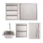 Buck Grill 39" Triple Drawer Combo / Access Door / Double and Single Access Drawer 304 Stainless Steel Outdoor Kitchen Cabinetry Package - BO-PKG-38-27
