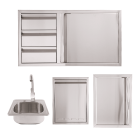 Buck Grill 39" Triple Drawer Combo / Access Door / Trash Bin 304 Stainless Steel Outdoor Kitchen Cabinetry Package - BO-PKG-38-28