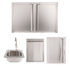 Buck Grill 32" Trash Bin / Double Access Door / Propane Tank Drawer 304 Stainless Steel Outdoor Kitchen Cabinetry Package - BO-PKG-38-48