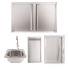 Buck Grill 32" Trash Bin / Double Access Door / Access Door 304 Stainless Steel Outdoor Kitchen Cabinetry Package - BO-PKG-38-46