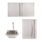 Buck Grill 40" Access Door / Double Access Door / Drop In Sink 304 Stainless Steel Outdoor Kitchen Cabinetry Package - BO-PKG-38-31