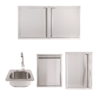 Buck Grill 40" Trash Bin / Double Access Door / Propane Tank Drawer 304 Stainless Steel Outdoor Kitchen Cabinetry Package - BO-PKG-38-38
