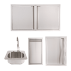 Buck Grill 40" Trash Bin / Double Access Door / Access Door 304 Stainless Steel Outdoor Kitchen Cabinetry Package - BO-PKG-38-36