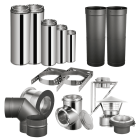 AllFuel HST 6-Inch Through The Wall With Single Wall Black Pipe Wood Stove Chimney Kit - BS-TEESBKIT-6