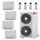 LG 60,000 BTU 20.5 SEER2 4 Zone Low Wall Console Ductless Mini Split Heat Pump System - R32 | 230 V - 12 + 12 + 12 + 15