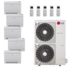LG 42,000 BTU 21.5 SEER2 5 Zone Low Wall Console Ductless Mini Split LGRED Heat Pump System - R32 | 230 V - 9 + 9 + 12 + 12 + 12
