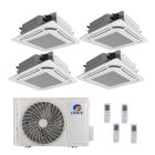 42,000 BTU Gree All Match 21 SEER2 Quad Zone 360 Ceiling Cassette Mini Split Heat Pump System - R32 | 230V - 9 + 9 + 9 + 18