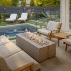 HPC Avera 48" Linear Concrete Gas Fire Pit with CSA Certified Match Light Ignition In Charcoal with Ivory Beach Stone & Torpedo Burner - TOR-AVER48-CHIB-MLFPK