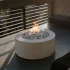 HPC Belmont 36" Round Concrete Gas Fire Pit with Electronic On/Off Ignition in Clay with Slate Beach Stone & Torpedo Burner - TOR-BELM-CLSB-EI