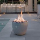 HPC Element 20.5" Round Concrete Gas Fire Pit with CSA Certified Match Light Ignition In Charcoal with Slate Beach Stone & Torpedo Burner - TOR-ELEM-CHSB-MLFPK