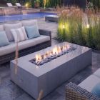 HPC Sonoma 56" Linear Concrete Gas Fire Pit in Charcoal with Match Light & Slate Beach Stone - TOR-SONO56-CHSB-MLFPK