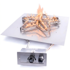 HPC Square 18" Push Button Fire Pit Burner Kit with Flat Pan & Spark Ignition & Penta Burner - FPPK18-SQ