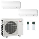 20,000 BTU Mitsubishi GX-Series 20 SEER2 Dual Zone Wall Mounted Mini Split Heat Pump System - R454B | 6 + 6