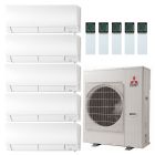 Mitsubishi 42,000 BTU  FX-Series 19.3 SEER2 Five Zone Wall Mounted Mini Split Heat Pump System – R454B  | 230V 6 + 6 + 12 + 12 + 18 - MXZ-5D42NL / 2-MSZ-FX06NL / 2-MSZ-FX12NL / MSZ-FX18NL