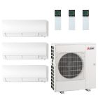 40,500 BTU Mitsubishi FX-Series 19.3 SEER2 Three Zone Wall Mounted Mini Split Hyper Heat Pump System