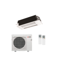 20,000 BTU Mitsubishi M-Series 19.3 SEER2 Dual Zone Ceiling Cassette Mini Split Hyper Heat Pump System - R454B | 9 + 12
