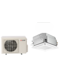 Mitsubishi 20,000 BTU SLZ-AF-Series 20 SEER2 2 Zone Ceiling Cassette Mini Split Heat Pump System – R454B | 230V - 9 + 12