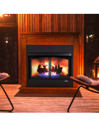 Buck Stove 36" Ventless Gas Fireplace with Gas Logs, Remote, Mesh Doors, Brick Liner & Blower for Propane - 36ZCBBXL-OLP