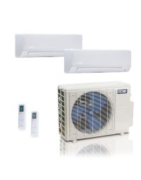 18,000 BTU ACiQ Standard 25.1 SEER2 2 Zone Wall Mount Mini Split Heat Pump System - R454B | 230V - 6 + 6