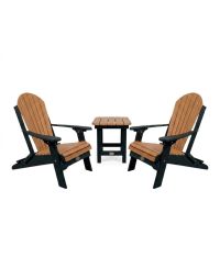 Outdoor Poly Furniture Set with 2 Fan Back Adirondack Folding Chairs & End Table by Infinity Living