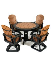 Outdoor Poly Furniture 42" Round Inlay Dining Table with 4 Swivel Dining Chairs by Infinity Living