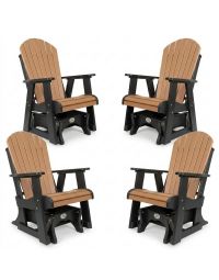 Outdoor Poly Furniture Set of 4 Fan Back Single Gliders by Infinity Living